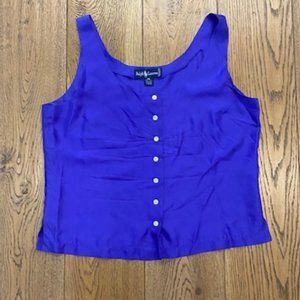 RALPH LAUREN 100% Silk Purple Tank Top / Womens Size 14 (21 Inches Across)